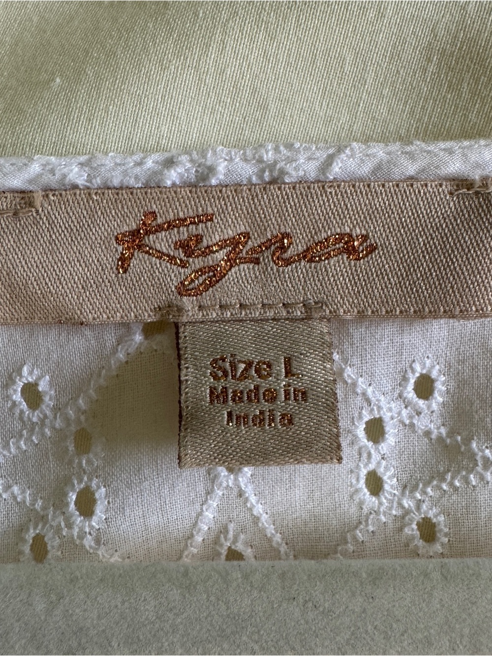 Kyra Beaded Eyelet Peasant Blouse L Boho Festival Cottagecore Resort Cotton - Picture 8 of 16
